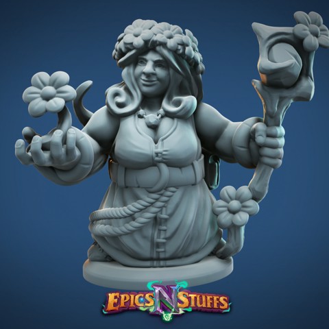 Image of Dwarven Female Herbalist Miniature - pre-supported