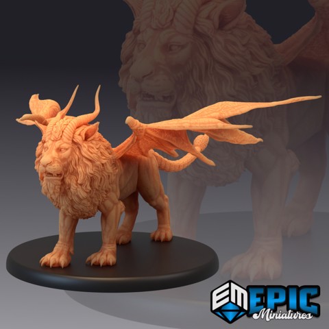 Image of Manticore / Mythical Desert Creature / Winged Lion Scorpion Hybrid