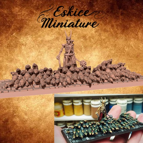 Image of Undead rats swarm with beast master - 28mm skeleton army
