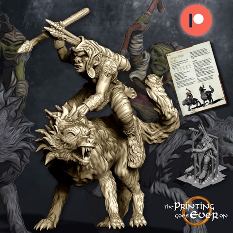 Image of Goblin Warg Rider (throwing javelin) - Presupported