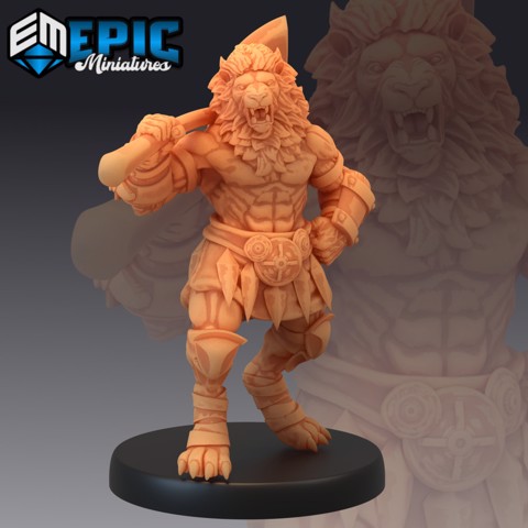 Image of Catfolk Lion Warrior Axe / Feline Gladiator / Werelion
