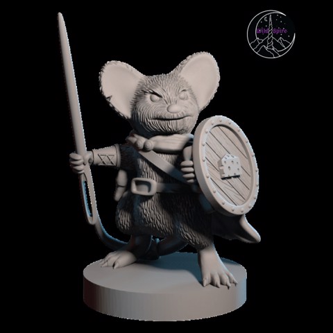Image of Mousefolk with Cheese Shield and Needle Sword