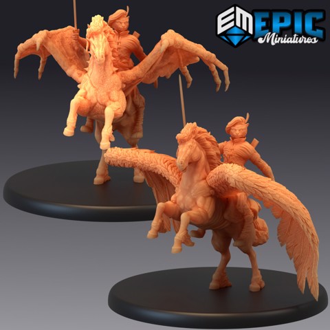 Image of Catfolk Pegasus Rider / Epic Winged Horse / Flying Steed Mount
