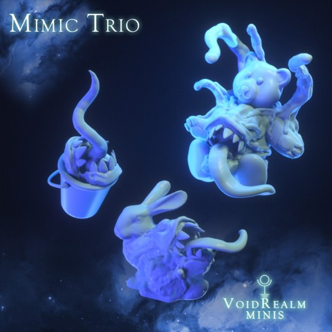 Image of Mimic Trio (Teddy Bear, 3D Rabbit, Bucket)