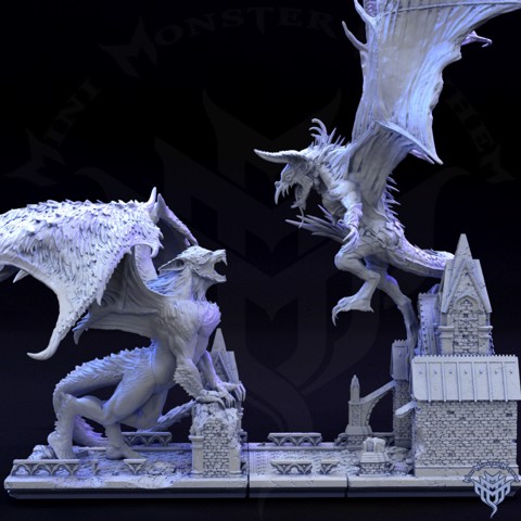Image of Vampire and Werewolf Dragon Diorama