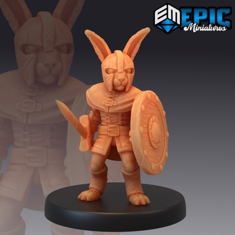 Image of Bunny Soldier / Rabbit Sword & Shield Warrior / Rodent Swordsman