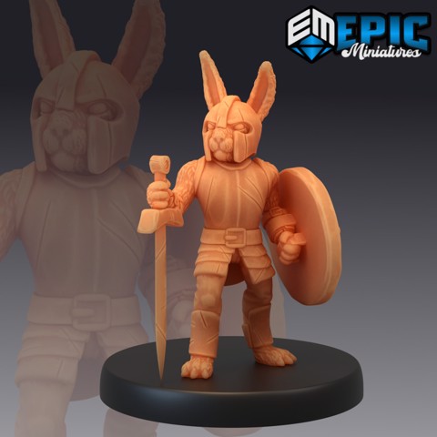 Image of Bunny Knight / Rabbit Sword & Shield Warrior / Rodent Swordsman
