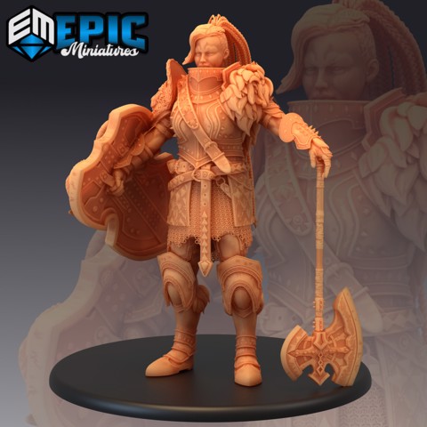 Image of Fire Giantess Axe / Female Armored Warrior / Lady Giant Knight