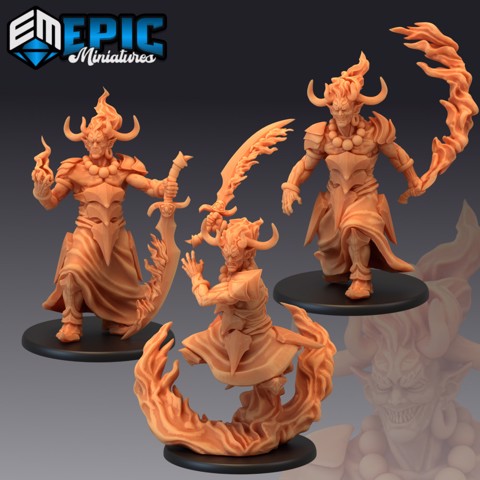 Image of Efreeti Set / Fire Elemental Genie / Oriental Efreet / Ifrit Lord Collection