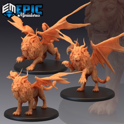 Image of Manticore Set / Mythical Desert Creature / Winged Lion Scorpion Hybrid Collection
