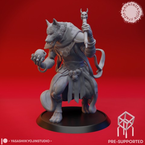 Image of Coyote Necromancer - Tabletop Miniature (Pre-Supported)
