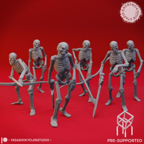 Image of Undead Skeleton Mob - Tabletop Miniatures (Pre-Supported)
