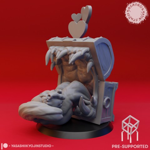 Image of Mimic - Toothy Valentines Chest - Tabletop Miniature (Pre-Supported)