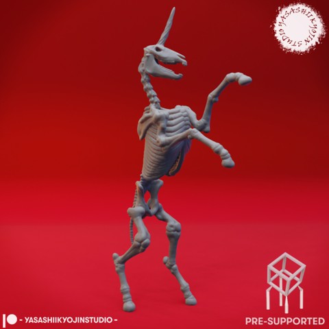 Image of Undead Skeleton Unicorn - Tabletop Miniature (Pre-Supported)