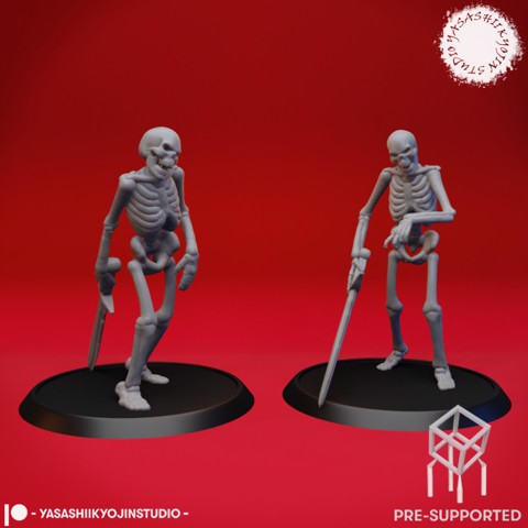 Image of Undead Skeleton Swordsmen - Tabletop Miniature (Pre-Supported)