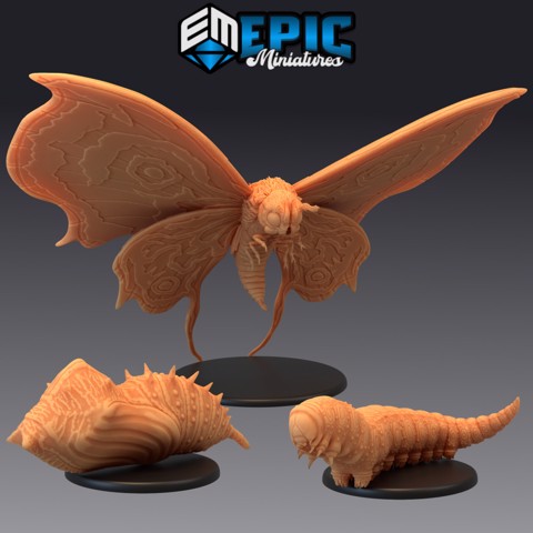 Image of Giant Moth Titan / Huge Caterpillar Larva & Cocoon / Insect Butterfly Kaiju