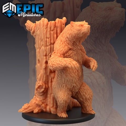 Image of Grizzly Bear Tree Stump / Wild Animal / Black Forest Encounter / Brown Polar