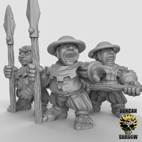 Image of Halfling with Spears (pre supported)