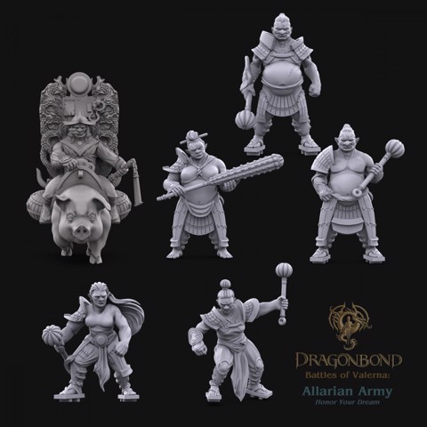 Image of Allarian Grand Guild Enforcers Unit led by Genius Gamao from Dragonbond Wargame