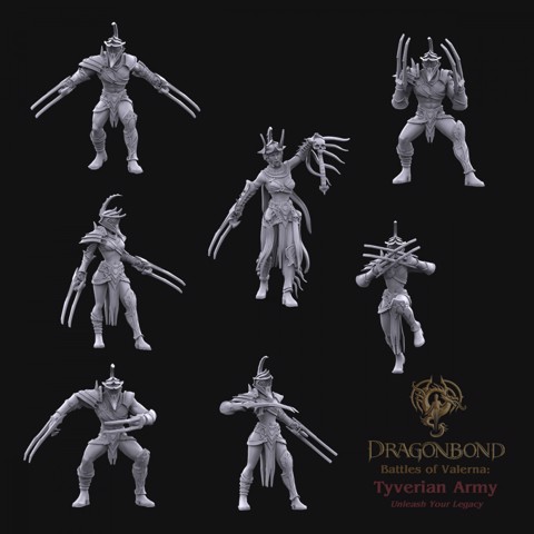Image of Tyverian Bloodclaws led by Champion Chamra from Dragonbond Wargame