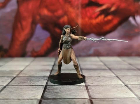 Image of Hobgoblin Female Fighter w Lightning Spear & Whip