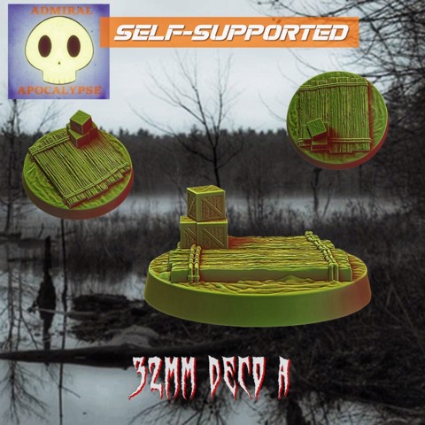 Image of Wooden Raft Base (32mm Round Swamp Base)