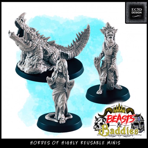 Image of Support-Free Undead Croc, Mummy, and Drown Maiden [Beasts and Baddies]