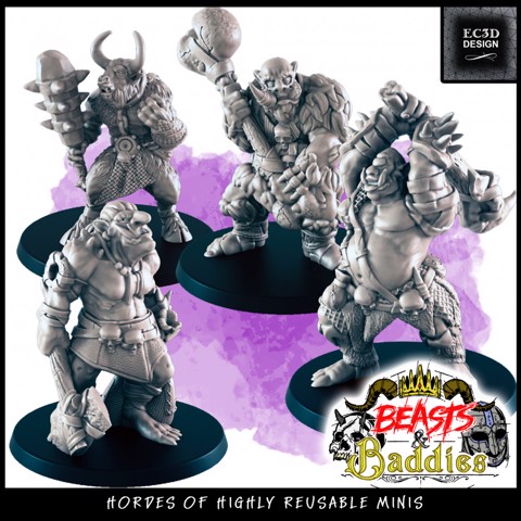 Image of Support-Free Trolls, Minotaur, and Cyclops [Beasts and Baddies]