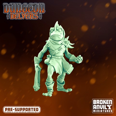 Image of Dungeon Delvers Froggkin Army - Slinger 2 - STL 32mm