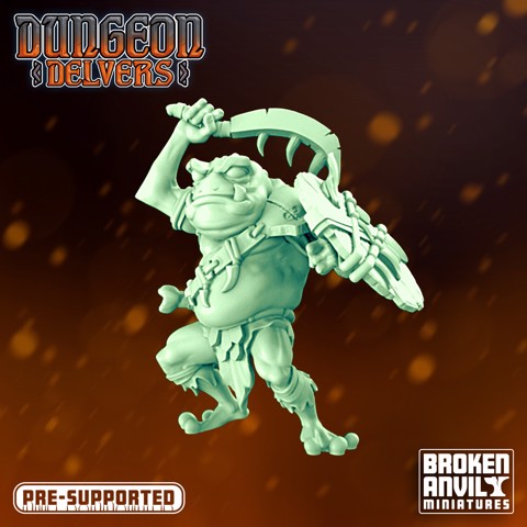 Image of Dungeon Delvers Froggkin Army - Warrior 2 - STL 32mm