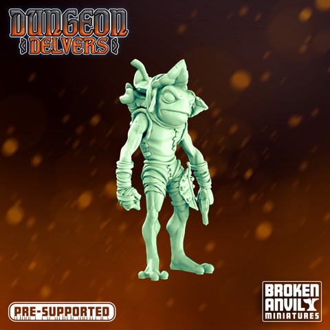 Image of Dungeon Delvers Froggkin Army - Warrior 5 - STL 32mm