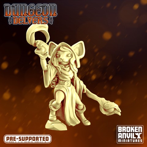 Image of Dungeon Delvers Mousefolk Militia - Mage - STL 32mm