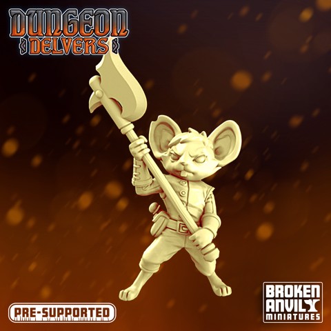 Image of Dungeon Delvers Mousefolk Militia - Axeman 1 - STL 32mm