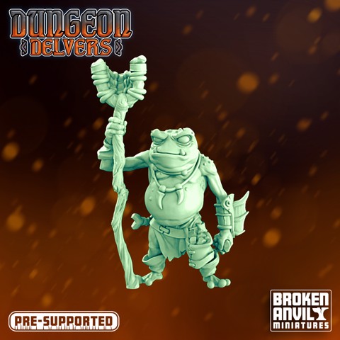 Image of Dungeon Delvers Froggkin Army - Slinger 1 - STL 32mm