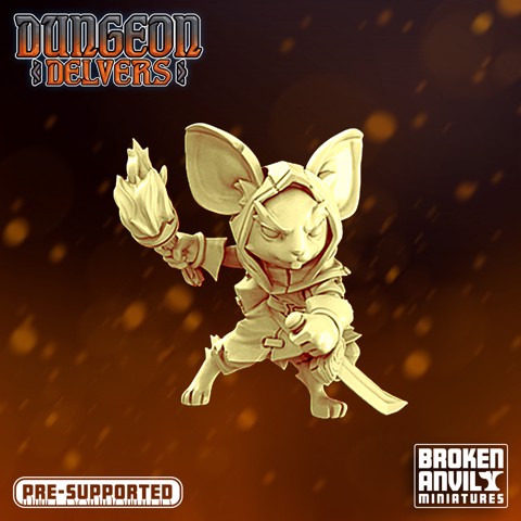 Image of Dungeon Delvers Mousefolk Militia - Thief - STL 32mm