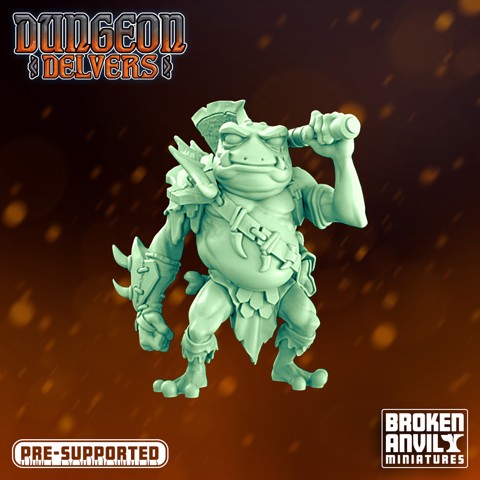 Image of Dungeon Delvers Froggkin Army - Warrior 4 - STL 32mm