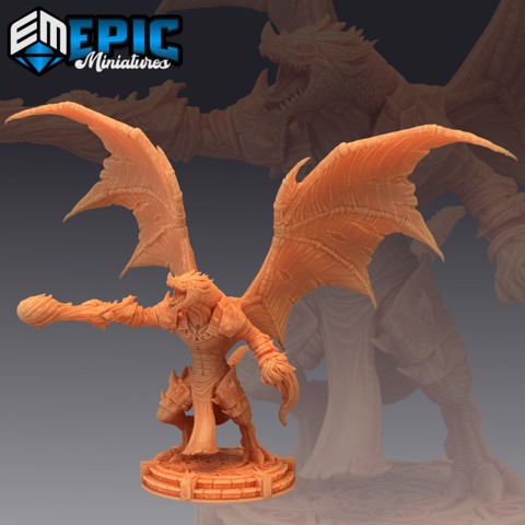 Image of Flying Dragonborn Magic / Winged Half Dragon Warrior / Draconic Player Character