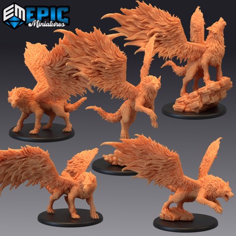 Image of Winged Wolf Set / Dire Sky Wolves / Wild Flying Beast / Mountain Encounter