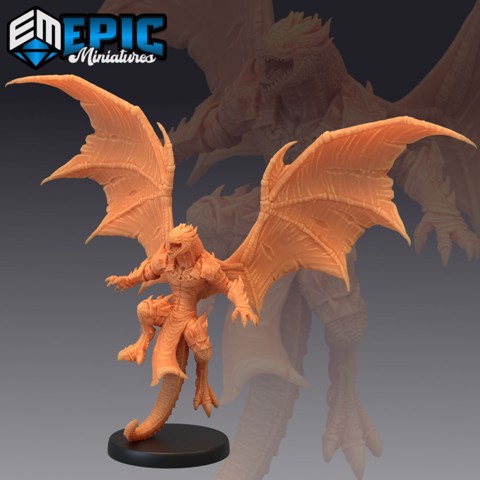 Image of Flying Dragonborn / Winged Half Dragon Warrior / Draconic Player Character