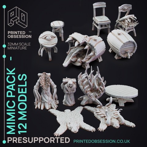 Image of Mimic Pack - 12 Models - Hidden and Discovered - PRESUPPORTED - 32mm scale.