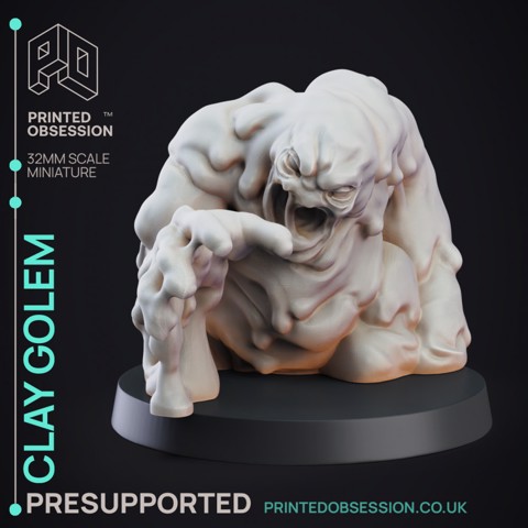 Image of Clay Golem - Construct - PRESUPPORTED - 32mm D&D