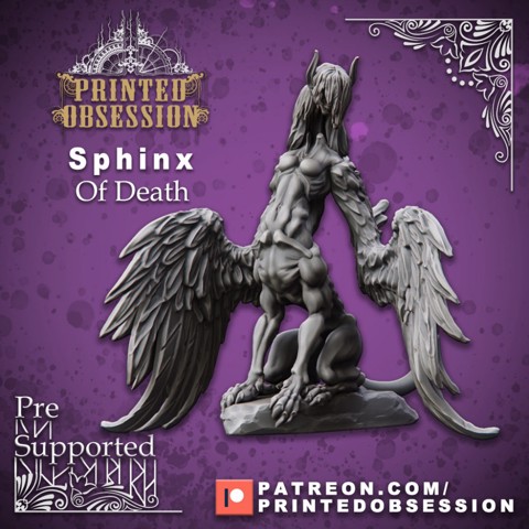 Image of Death Sphinx - Undead Creature - 32mm scale - D&D - Presupported