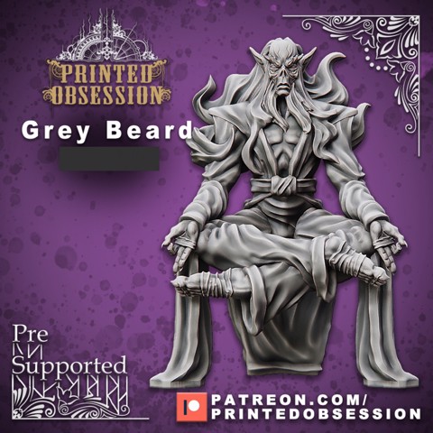 Image of Old Grey Beard - Gyth - PRE SUPPORTED - D&D 32mm