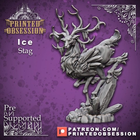 Image of Ice Stag - Elemental Creature - PRE SUPPORTED - D&D - 32mm scale