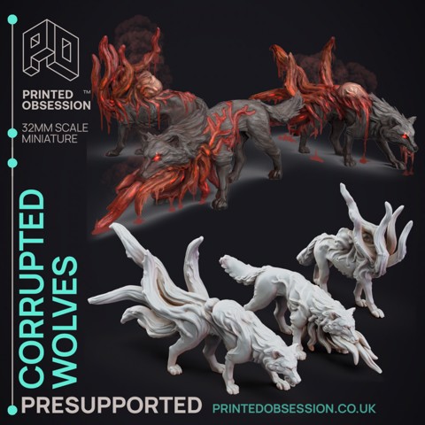 Image of Corrupted Wolves - 3 Horror Models - The Mists of Change - PRESUPPORTED - 32 mm scale