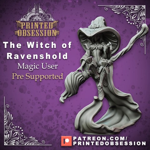 Image of Witch of Ravenshold - Evil Magic User - Pre-Support - 32mm scale - D&D