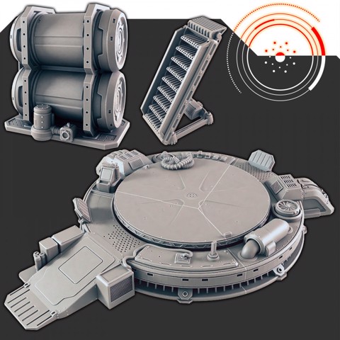 Image of Sci-fi Scenery - Landing Pad and Hangar Accessories [Support-free]