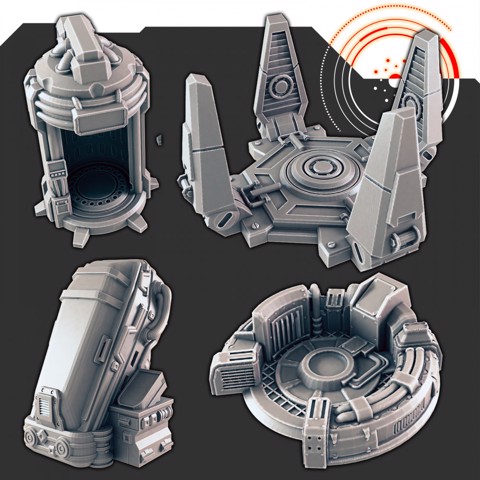 Image of Sci-fi Scenery: Transporter, Teleporter, Scanner, and Cryo [Support-free]