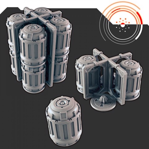 Image of Sci-fi Shipping Cannister and Rack [Support-Free]
