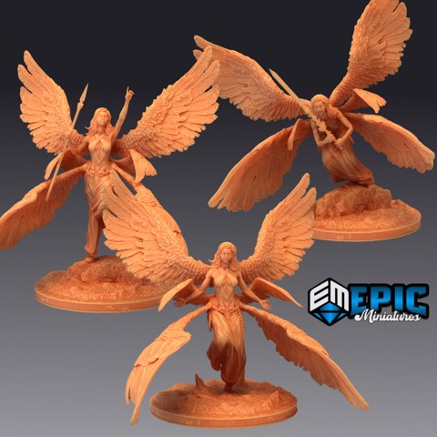 Image of Seraphim Angel Set / Six Winged Female Celestial / Heavenly High Guardian